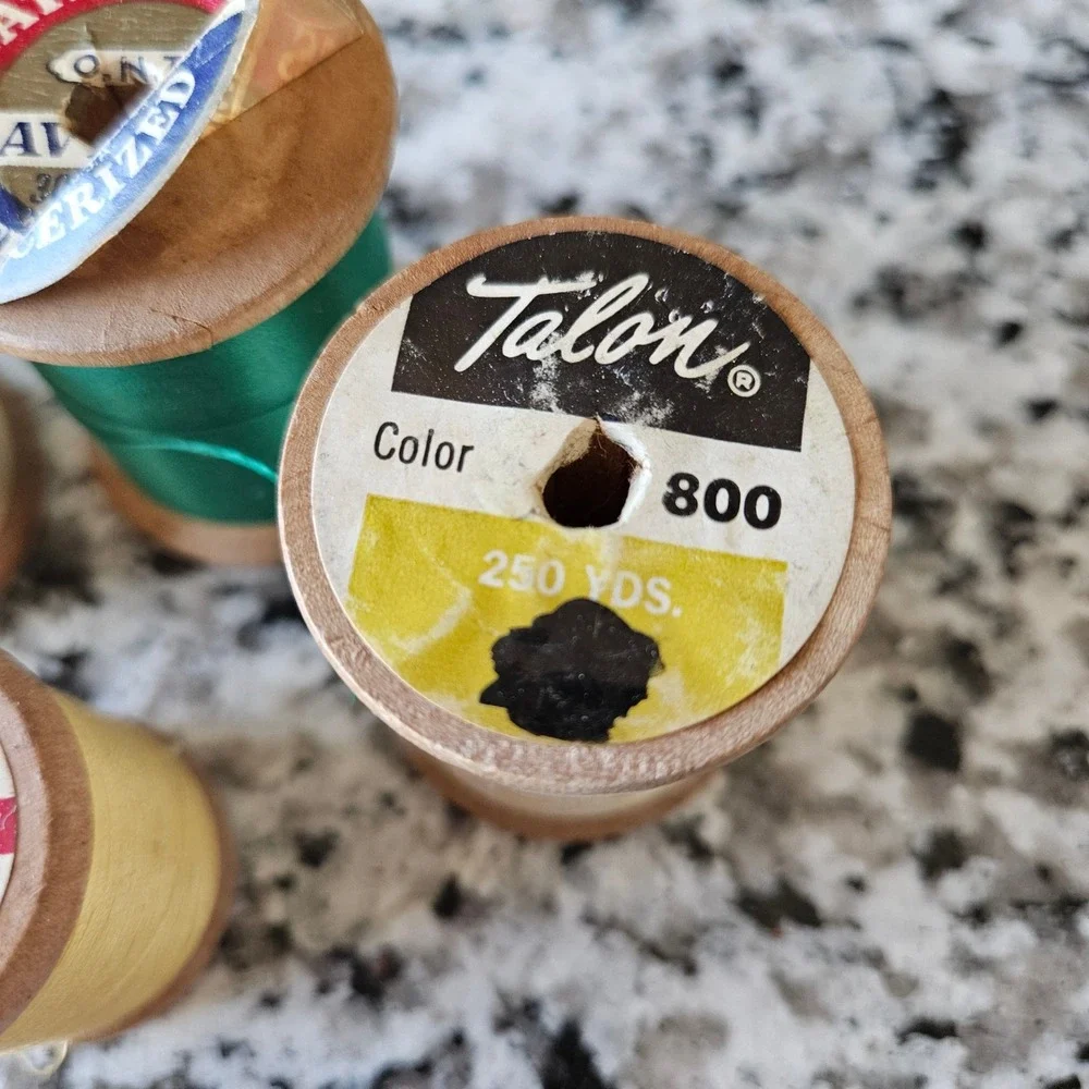 Vintage Multicolor Wooden Heavy Duty Sewing Talon Coats Clark Thread Spool Lot